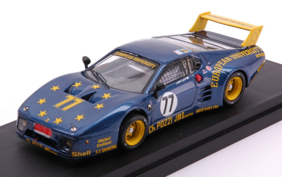 FERRARI 512BB LM TEAM CHARLES POZZI JMS RACING N 77 24h LE MANS 1980 J.C.ANDRUET - C.BALLOT LENA BLUE MET YELLOW 1:43