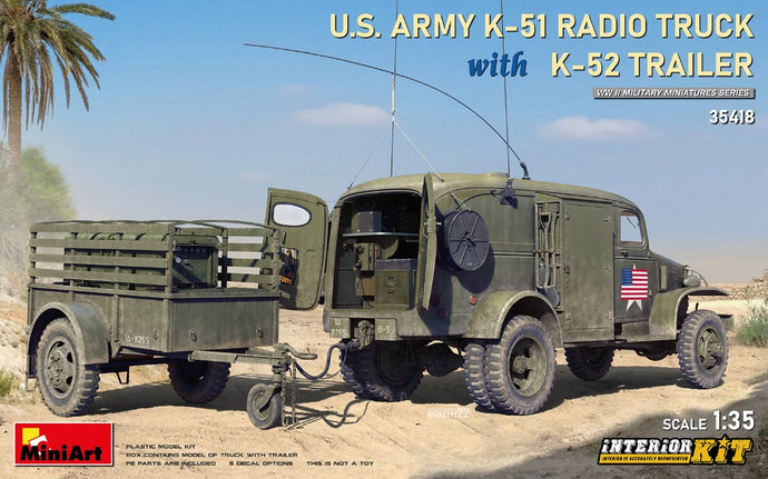 CHEVROLET K-51 RADIO TRUCK WITH K-52 TRAILER USA ARMY MILITARY 1951 / 1:35