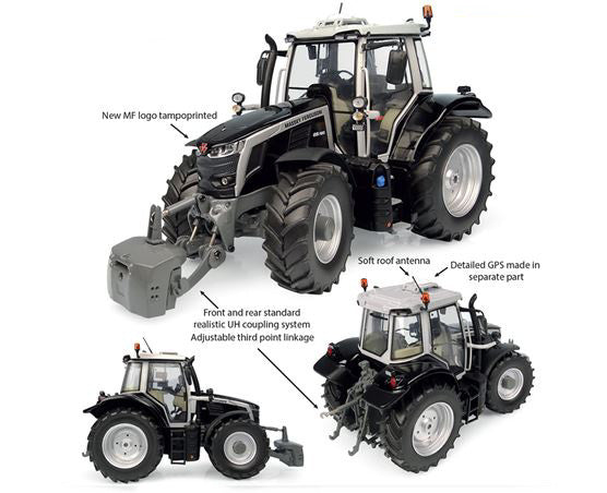 MASSEY FERGUSON MF6S.180 TRACTOR BLACK EDITION 2022 SILVER BLACK 1:32