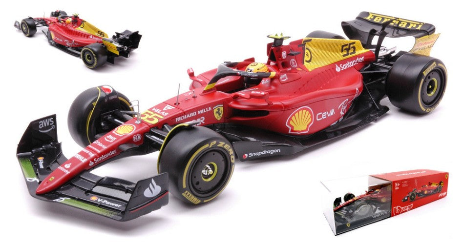 FERRARI F1-75 N.55 CARLOS SAINZ MONZA 2022 75th ANNIV.W/HARD CASE 1:24