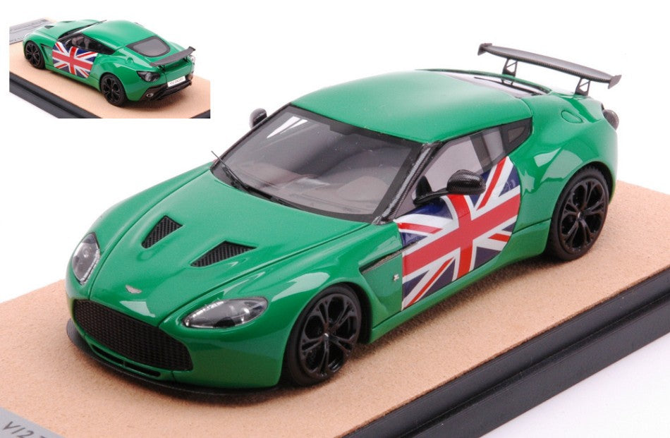 ASTON MARTIN V12 ZAGATO 2012 GREEN W/ENGLISH FLAG ED.LIM.PCS 10 1:43