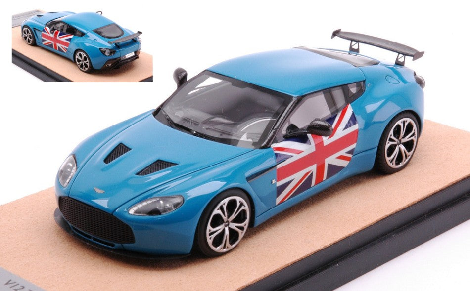 ASTON MARTIN V12 ZAGATO 2012 BABY BLU W/ENGLISH FLAG ED.LIM.PCS 10 1:43