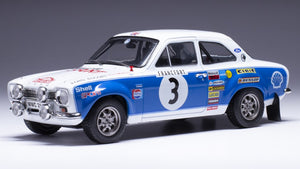 Ford ESCORT MK I RS 1600 #3 MAKINEN/LIDDON RALLY MONTE CARLO 1973 hvid/blå 1:24