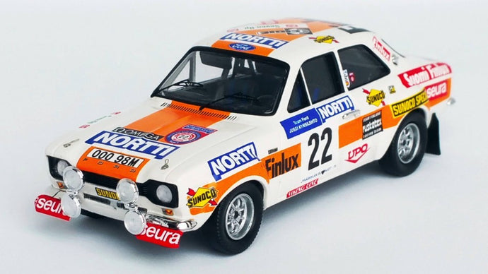 FORD ENGLAND ESCORT MKI (night version) N 22 RALLY 1000 LAKES 1975 JUHANI KYNSILEHTO - MARTIN HOLMES WHITE YELLOW 1:43