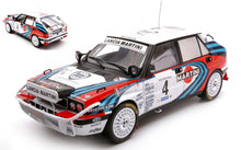 Indlæs billede til gallerivisning LANCIA DELTA INTEGRALE 16V MARTINI (night version) N 4 RALLY SAFARI 1990 ALESSANDRO FIORIO - LUIGI PIROLLO WHITE BLUE RED 1:18
