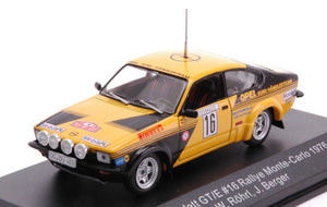 OPEL KADETT C GT/E (night version) N 16 4th RALLY MONTECARLO 1976 WALTER ROHRL - JOCHEN BERGER YELLOW BLACK 1:43