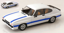 Indlæs billede til gallerivisning FORD ENGLAND CAPRI MKII COUPE RHD 1975 WHITE BLUE 1:18
