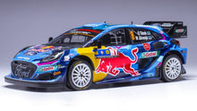 Indlæs billede til gallerivisning Ford PUMA RALLY1 #8 TANAK/JARVEOJA CENTRAL EUROPEAN RALLY 2023 blå/rød/gul 1:18