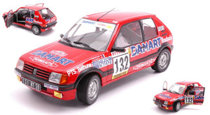 PEUGEOT 205 1.6 GTi N 132 RALLY MONTECARLO 1986 FRANCOIS DELECOUR - ANNE CHANTAL PAUWELS RED 1:18
