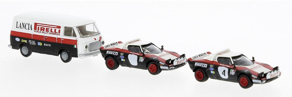 SET LANCIA STRATOS HF AND FIAT 238 BOX WAGON LANCIA RALLY TEAM 1:87