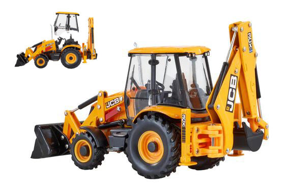 JCB 3CX PLUS RUSPA GOMMATA - TRACTOR SCRAPER YELLOW BLACK 1:32
