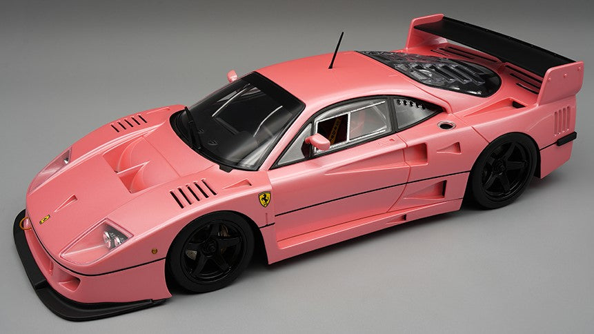 FERRARI F40 LM 1996 PRESS VERSION MET.PINK WITH BLACK RIMS 1:18