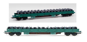 FS 4-AXLE STAKE WAGON WAGON TYPE RES GREEN LIVERY LOADED EP.VI 1:87