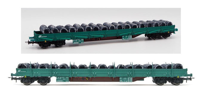 FS 4-AXLE STAKE WAGON WAGON TYPE RES GREEN LIVERY LOADED EP.VI 1:87