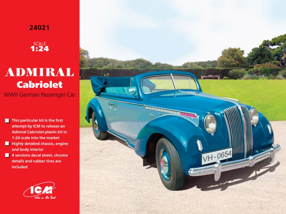 ADMIRAL CABRIOLET WWII GERMAN PASSENGER CAR KIT 1:24