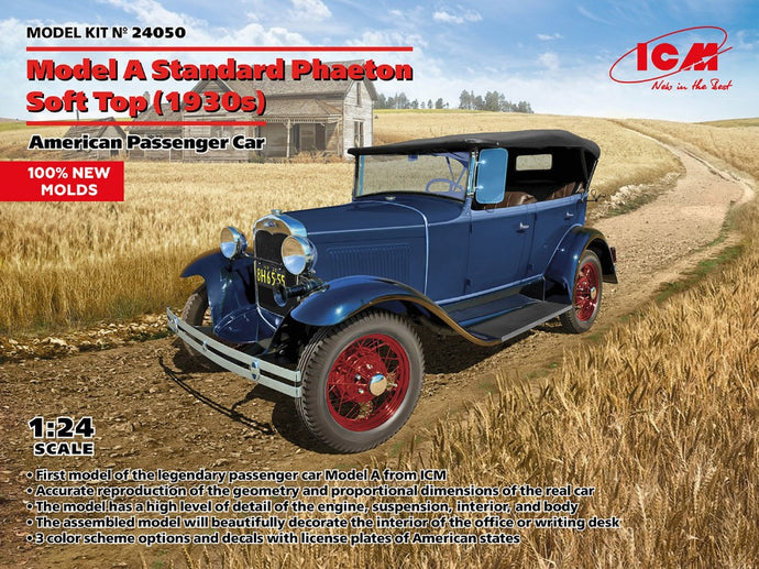 MODEL A STANDARD PHAETON SOFT TOP 1930s AMERICAN PASSENGER CAR KIT 1:24