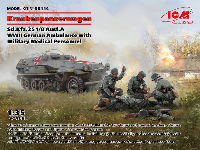 KRANKENPANZERWAGEN Sd.Kfz.251/8 Ausf.A WWII GERMAN AMBULANCE KIT 1:35