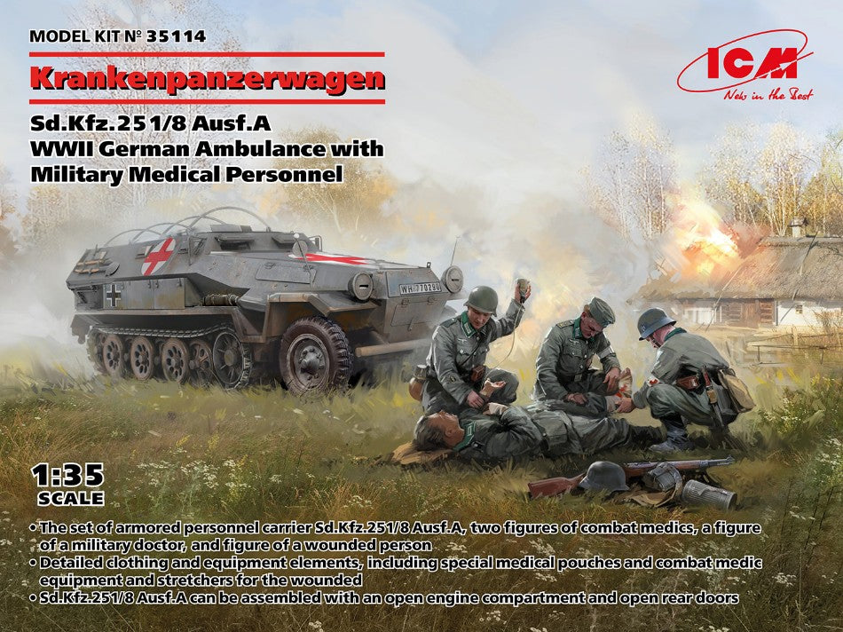 KRANKENPANZERWAGEN Sd.Kfz.251/8 Ausf.A WWII GERMAN AMBULANCE KIT 1:35