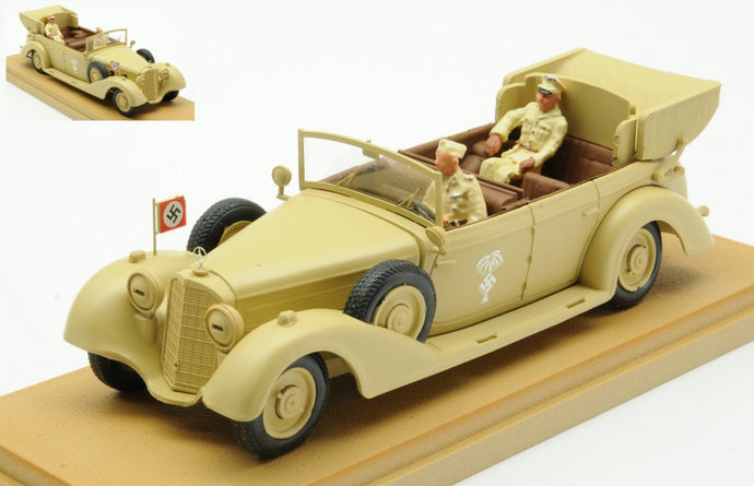MERCEDES 770K AFRICA KORPS 1941 WITH ROMMEL AND DRIVER FIGURES 1:43