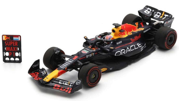 RED BULL RB19 N.1 WINNER BELGIAN GP 2023 W/PIT BOARD MAX VERSTAPPEN 1:43