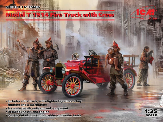 MODEL T 1914 FIRE TRUCK WITH CREW KIT 1:35