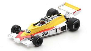 Hesketh 308E #39 HECTOR REBAQUE PRACTICE BELGIUM GP 1977 gul/hvid/rød 1:43