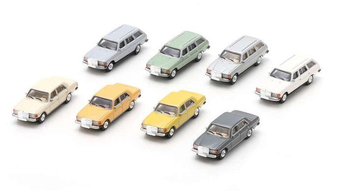 SET MERCEDES W 123 4 SEDAN+4 STATION W. DIE CAST 1:87