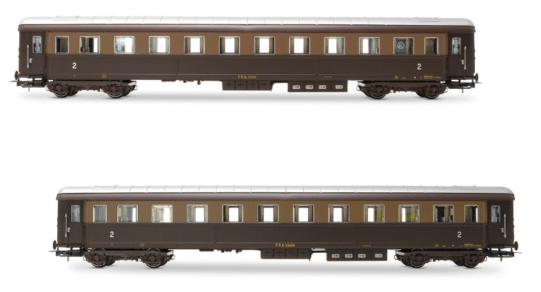 FS 2 CARROZZE 1 2a CLASSE C/SCOMPART.RISTORO 1 2a CLASSE EP.III-IV 1:87