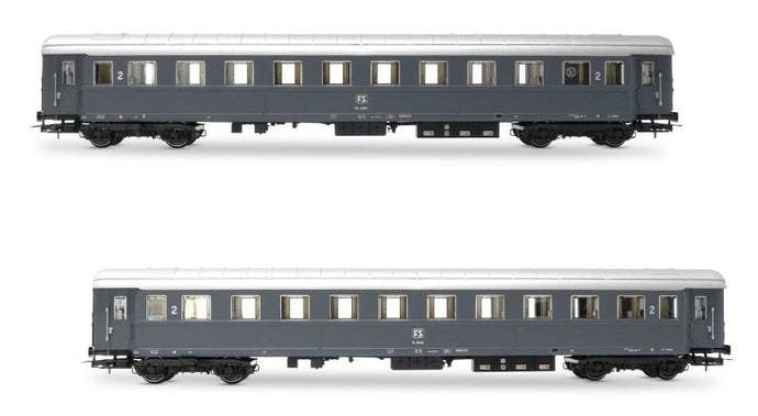 FS 2 CARROZZE TIPO 1946 2a CLASSE 1 C/RISTORO EP.IVa 1:87