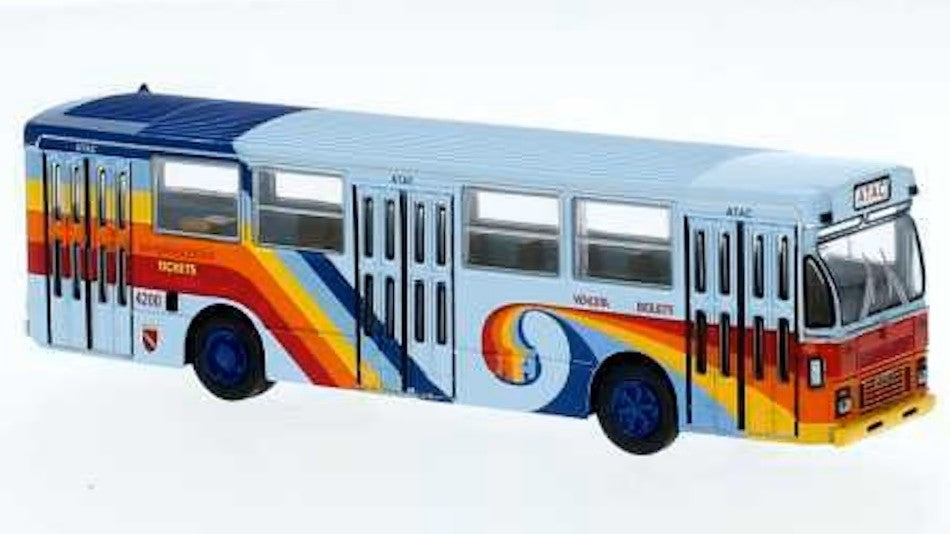 FIAT 418 AL AUTOBUS 1972 ATAC LIGHT BLUE-RAINBOW 1:87