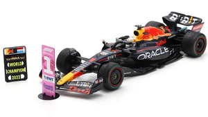 RED BULL F1 RB18 TEAM ORACLE RED BULL RACING N 1 WORLD CHAMPION WINNER JAPAN GP WITH PIT BOARD 2022 MAX VERSTAPPEN MATT BLUE YELLOW RED 1:12