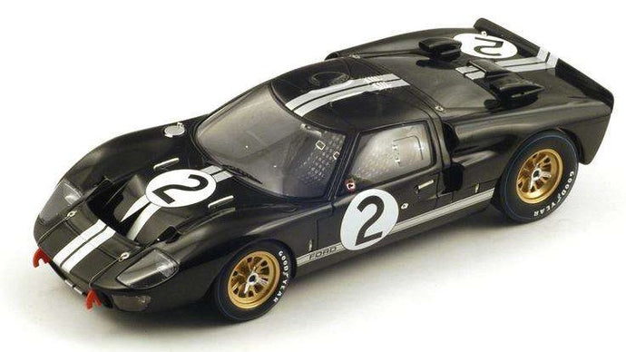 FORD USA GT40 MKII 7.0L V8 TEAM SHELBY AMERICAN INC. N 2 WINNER 24h LE MANS 1966 BRUCE McLAREN - CHRIS AMON BLACK SILVER 1:18