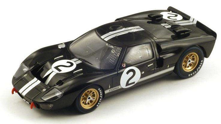 FORD USA GT40 MKII 7.0L V8 TEAM SHELBY AMERICAN INC. N 2 WINNER 24h LE MANS 1966 BRUCE McLAREN - CHRIS AMON BLACK SILVER 1:18