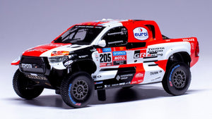 TOYOTA HILUX PICK-UP GR DKR TEAM GAZOO RACING N 205 4th RALLY DAKAR 2023 GINIEL DE VILLIERS - DENNIS MURPHY WHITE RED 1:43