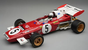 Ferrari 312 B2 F1 #5 MARIO ANDRETTI GERMAN GP 1971 + FIGUUR (with showcase) rød/hvid 1:18