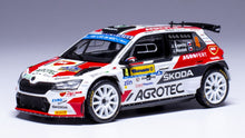 Indlæs billede til gallerivisning SKODA FABIA RALLY2 EVO TEAM AGROTECH SKODA N 4 WINNER RALLY BARUM 2022 JAN KOPECKY - JAN HLOUSEK WHITE RED BLACK 1:43