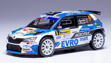 Indlæs billede til gallerivisning Skoda FABIA RALLY2 EVO #6 KOPECKY/HLOUSEK WINNER BARUM CZECH RALLY ZLIN 2021 blå/hvid 1:43