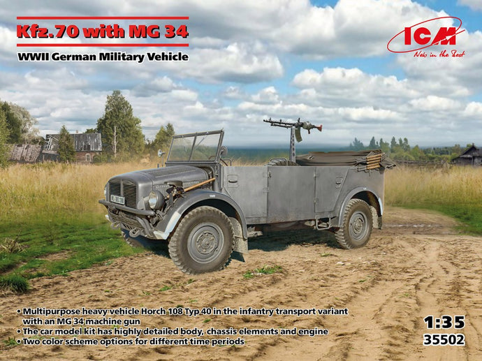 KFZ.70 WITH MG 34 WWII GERMAN MILITARY VEHICLE KIT 1:35