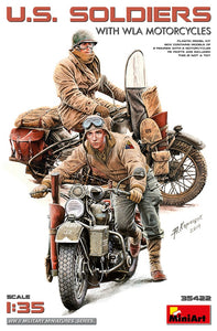FIGURES USA SOLDIERS WITH WLA MOTORCYCLES 1945 / 1:35