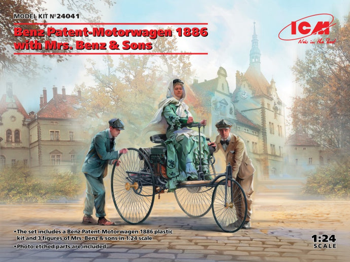 BENZ PATENT MOTORWAGEN 1886 W/Mrs.Benz & Sons KIT 1:24