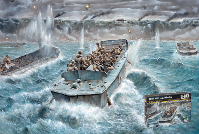 BOAT LCVP LANDING CRAFT WITH USA INFANTRY MILITARY D-DAY NORMANDY 1944 / 1:35