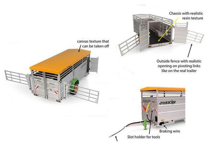 JOSKIN BETIMAX RDS7500 TRAILER LIVESTOCK TRANSPORTER - CARRELLO TRASPORTO ANIMALI SILVER 1:32