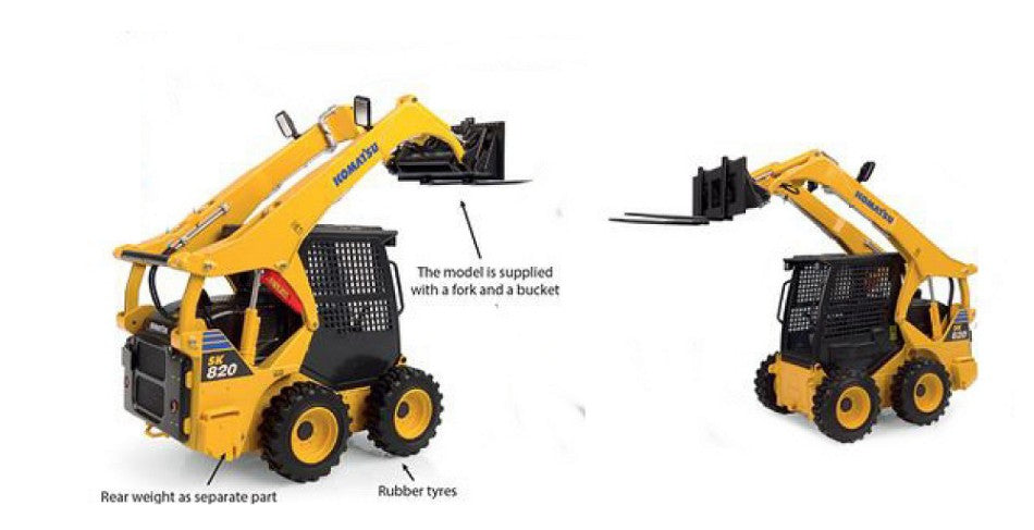 KOMATSU SK820 RUSPA GOMMATA - SCRAPER TRACTOR YELLOW BLACK 1:32