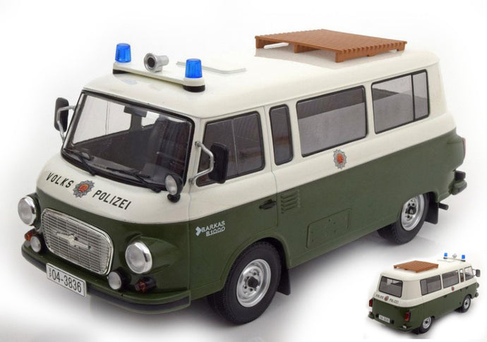 BARKAS B1000 MINIBUS WOLKS POLIZEI 1965 WHITE GREEN 1:18