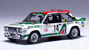 FIAT 131 ABARTH TEAM ALITALIA N 14 RALLY MONTECARLO 1981 DARIO CERRATO - LUCIANO GUIZZARDI WHITE GREEN RED 1:43