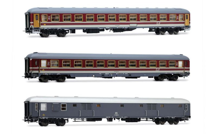 FS 3 CARROZZE ,2a CLASSE, 2a CLASSE, BAGAGL. ALPEN-EXPRESS EP.IVb 1:87
