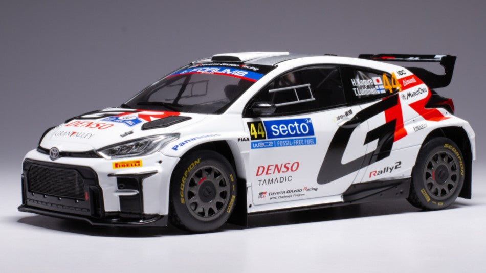 TOYOTA YARIS GR RALLY1 TEAM TOYOTA GAZOO RACING WRT N 44 RALLY FINLAND 2024 HIKARU KOGURE - TOPI LUHTINEN WHITE 1:18