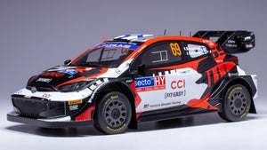 TOYOTA YARIS GR RALLY1 TEAM TOYOTA GAZOO RACING WRT N 69 RALLY FINLAND 2024 KALLE ROVANPERA - JONNE HALTTUNEN BLACK WHITE RED 1:18