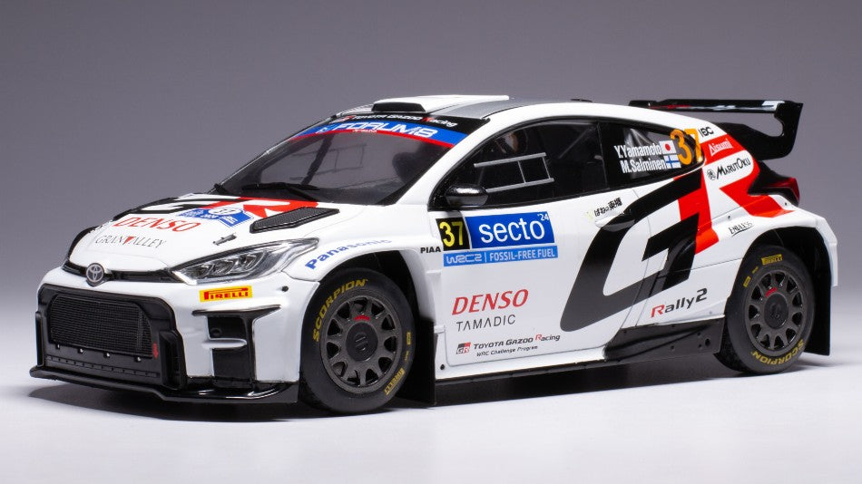 TOYOTA YARIS GR RALLY1 TEAM TOYOTA GAZOO RACING WRT N 37 RALLY FINLAND 2024 YUKI YAMAMOTO - MARKO SALMINEN WHITE 1:18