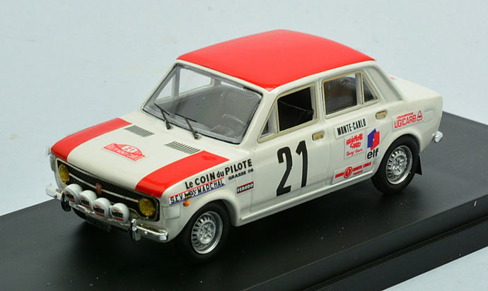 FIAT 128 (night version) N 21 RALLY MONTECARLO 1970 ALAIN JALLOT - GERARD MARION WHITE RED 1:43